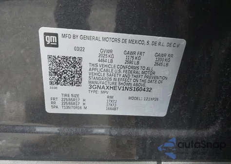 2022 Chevrolet Equinox Fwd Ls from USA, damaged, VIN 3GNAXHEV1NS160432
